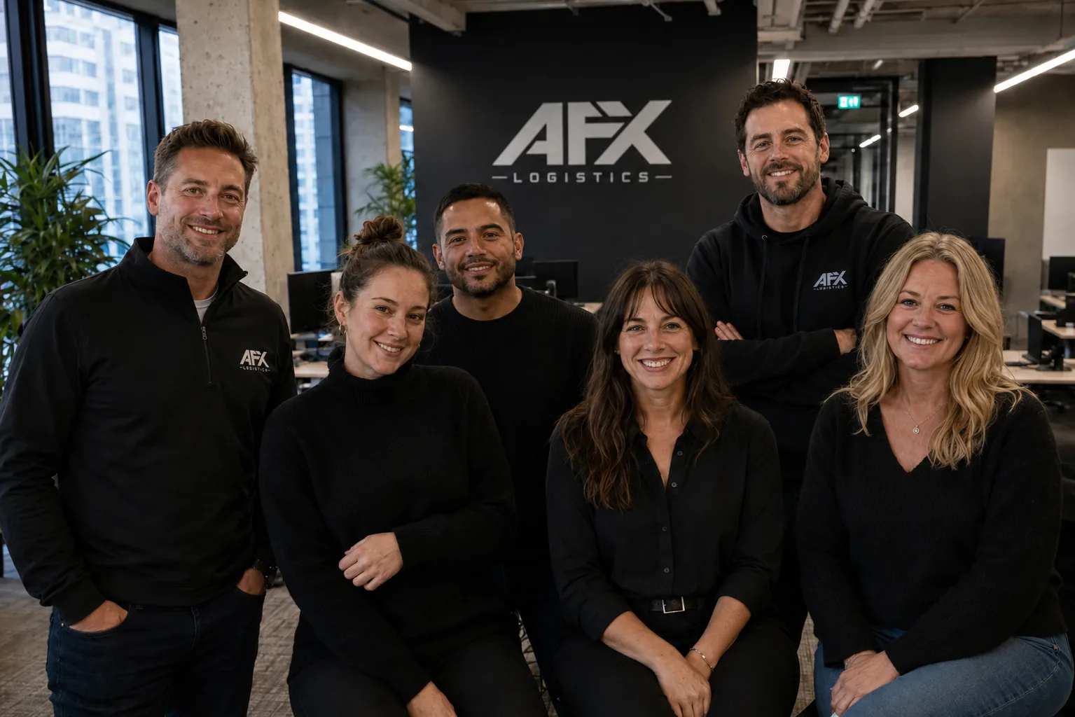 Archived AFX Logistics team photo at headquarters
